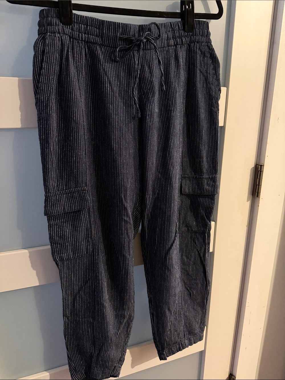 Old Navy Navy Pinstripe Drawstring Cargo Pant